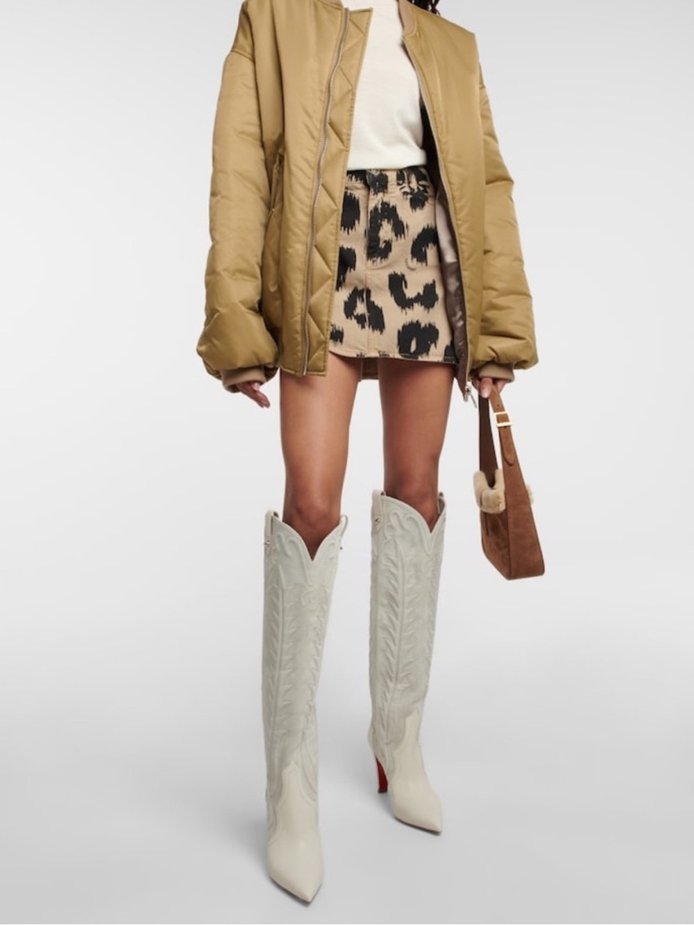Christian Louboutin Santia Bota Western Boots Booties 10 41 White Cream